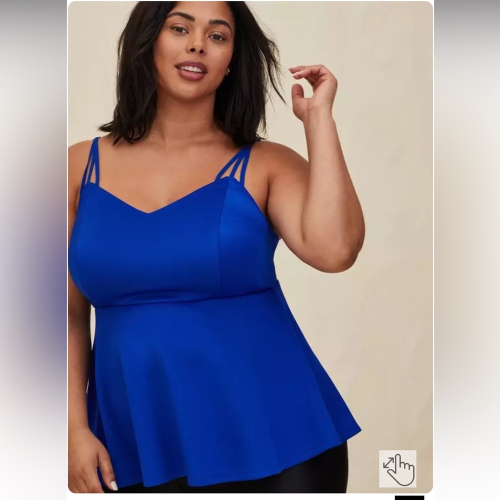 New Torrid Scuba Strappy Peplum Top in Electric Blue Sz 6 6x or 30 NWOT